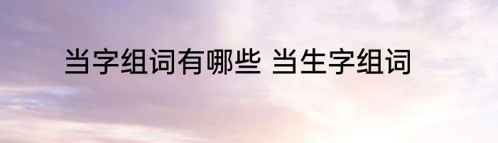 当字组词有哪些 当生字组词