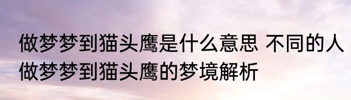 做梦梦到猫头鹰是什么意思 不同的人做梦梦到猫头鹰的梦境解析