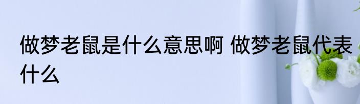 做梦老鼠是什么意思啊 做梦老鼠代表什么