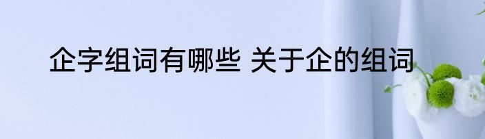企字组词有哪些 关于企的组词