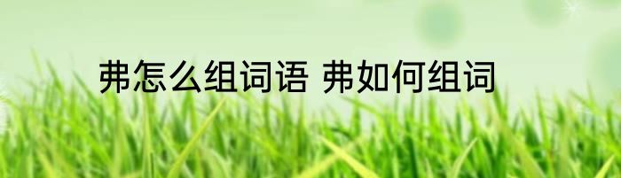 弗怎么组词语 弗如何组词