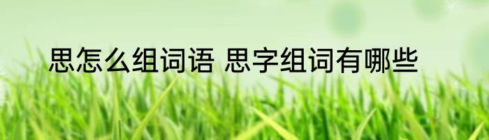 思怎么组词语 思字组词有哪些