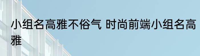 小组名高雅不俗气 时尚前端小组名高雅