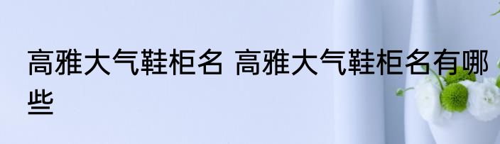 高雅大气鞋柜名 高雅大气鞋柜名有哪些