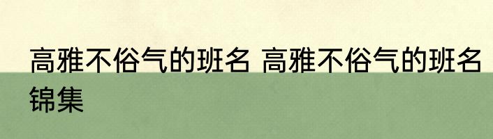 高雅不俗气的班名 高雅不俗气的班名锦集