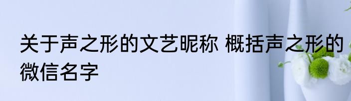 关于声之形的文艺昵称 概括声之形的微信名字