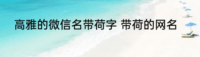 高雅的微信名带荷字 带荷的网名