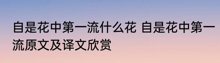 自是花中第一流什么花 自是花中第一流原文及译文欣赏