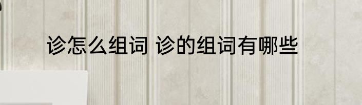 诊怎么组词 诊的组词有哪些