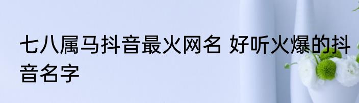 七八属马抖音最火网名 好听火爆的抖音名字