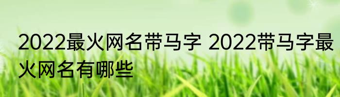2022最火网名带马字 2022带马字最火网名有哪些