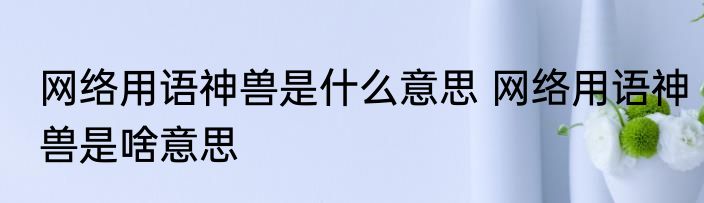 网络用语神兽是什么意思 网络用语神兽是啥意思