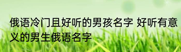 俄语冷门且好听的男孩名字 好听有意义的男生俄语名字