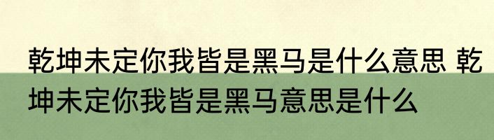 乾坤未定你我皆是黑马是什么意思 乾坤未定你我皆是黑马意思是什么