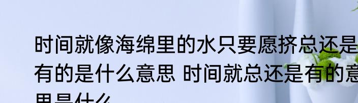 时间就像海绵里的水只要愿挤总还是有的是什么意思 时间就总还是有的意思是什么