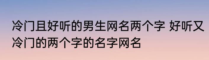 冷门且好听的男生网名两个字 好听又冷门的两个字的名字网名