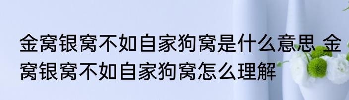 金窝银窝不如自家狗窝是什么意思 金窝银窝不如自家狗窝怎么理解