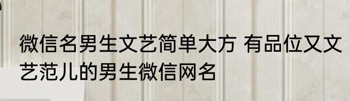 微信名男生文艺简单大方 有品位又文艺范儿的男生微信网名