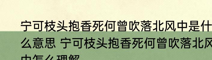 宁可枝头抱香死何曾吹落北风中是什么意思 宁可枝头抱香死何曾吹落北风中怎么理解