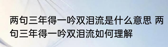 两句三年得一吟双泪流是什么意思 两句三年得一吟双泪流如何理解