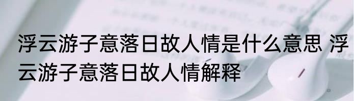 浮云游子意落日故人情是什么意思 浮云游子意落日故人情解释