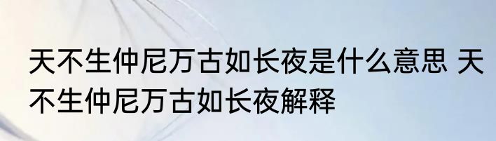 天不生仲尼万古如长夜是什么意思 天不生仲尼万古如长夜解释