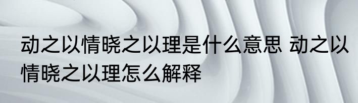 动之以情晓之以理是什么意思 动之以情晓之以理怎么解释