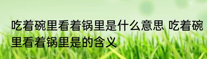 吃着碗里看着锅里是什么意思 吃着碗里看着锅里是的含义