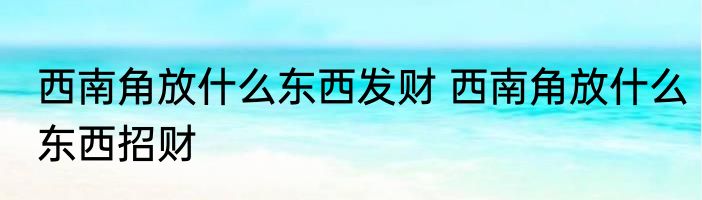 西南角放什么东西发财 西南角放什么东西招财