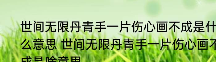 世间无限丹青手一片伤心画不成是什么意思 世间无限丹青手一片伤心画不成是啥意思