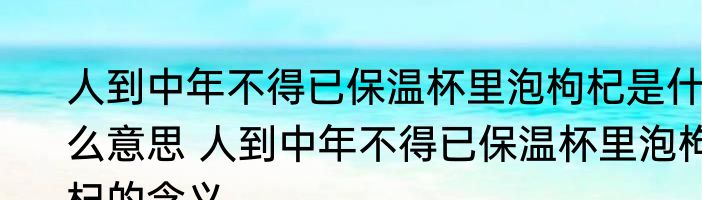 人到中年不得已保温杯里泡枸杞是什么意思 人到中年不得已保温杯里泡枸杞的含义