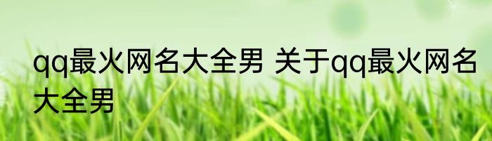 qq最火网名大全男 关于qq最火网名大全男