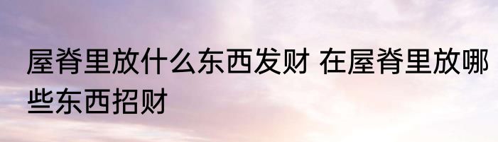 屋脊里放什么东西发财 在屋脊里放哪些东西招财
