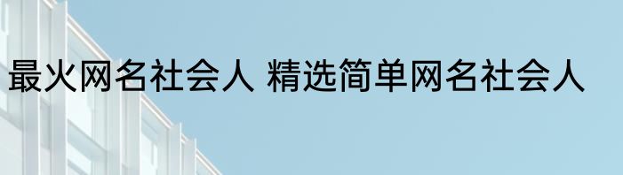 最火网名社会人 精选简单网名社会人