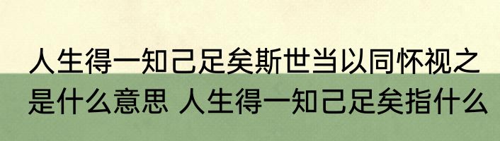 人生得一知己足矣斯世当以同怀视之是什么意思 人生得一知己足矣指什么