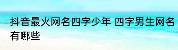 抖音最火网名四字少年 四字男生网名有哪些