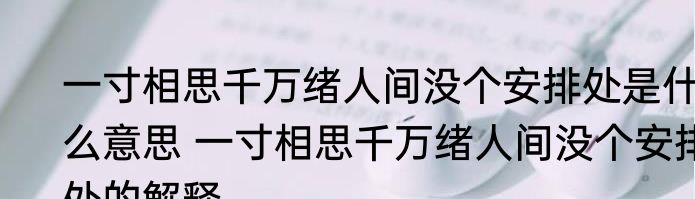 一寸相思千万绪人间没个安排处是什么意思 一寸相思千万绪人间没个安排处的解释