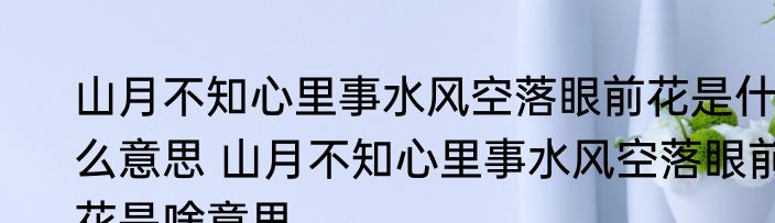 山月不知心里事水风空落眼前花是什么意思 山月不知心里事水风空落眼前花是啥意思