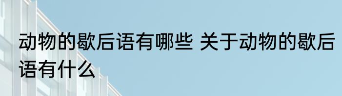 动物的歇后语有哪些 关于动物的歇后语有什么