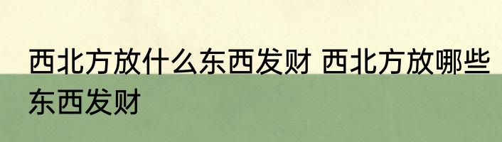 西北方放什么东西发财 西北方放哪些东西发财