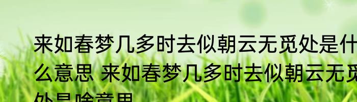 来如春梦几多时去似朝云无觅处是什么意思 来如春梦几多时去似朝云无觅处是啥意思