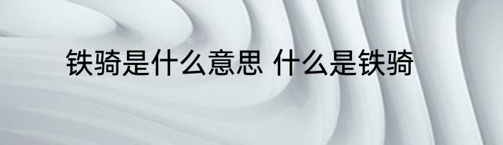 铁骑是什么意思 什么是铁骑