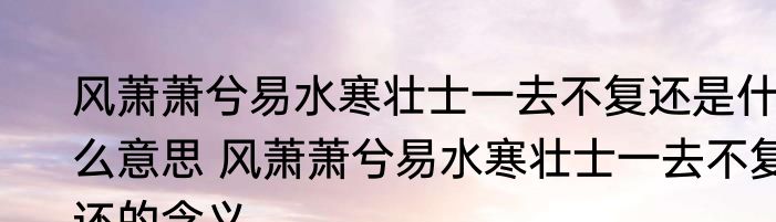 风萧萧兮易水寒壮士一去不复还是什么意思 风萧萧兮易水寒壮士一去不复还的含义