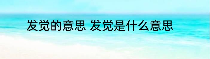 发觉的意思 发觉是什么意思