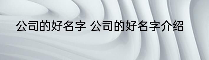 公司的好名字 公司的好名字介绍