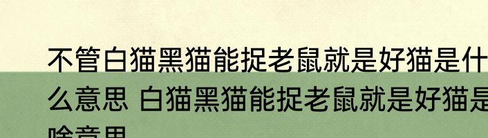 不管白猫黑猫能捉老鼠就是好猫是什么意思 白猫黑猫能捉老鼠就是好猫是啥意思