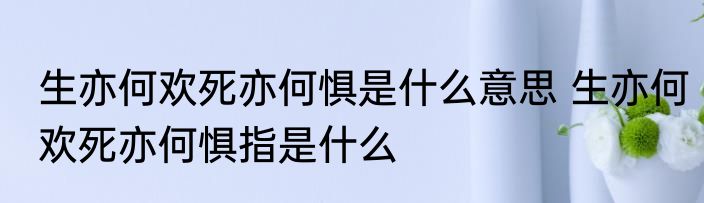生亦何欢死亦何惧是什么意思 生亦何欢死亦何惧指是什么