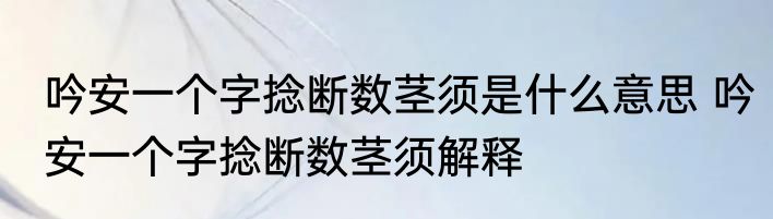 吟安一个字捻断数茎须是什么意思 吟安一个字捻断数茎须解释