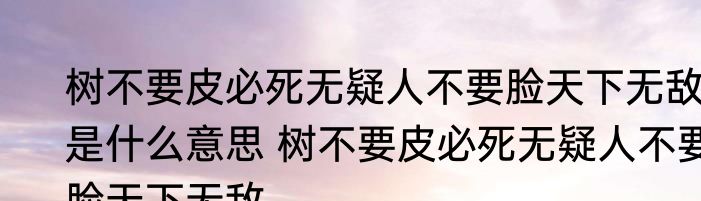 树不要皮必死无疑人不要脸天下无敌是什么意思 树不要皮必死无疑人不要脸天下无敌