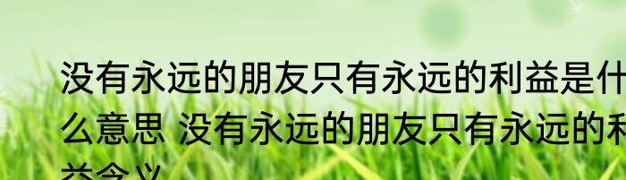 没有永远的朋友只有永远的利益是什么意思 没有永远的朋友只有永远的利益含义